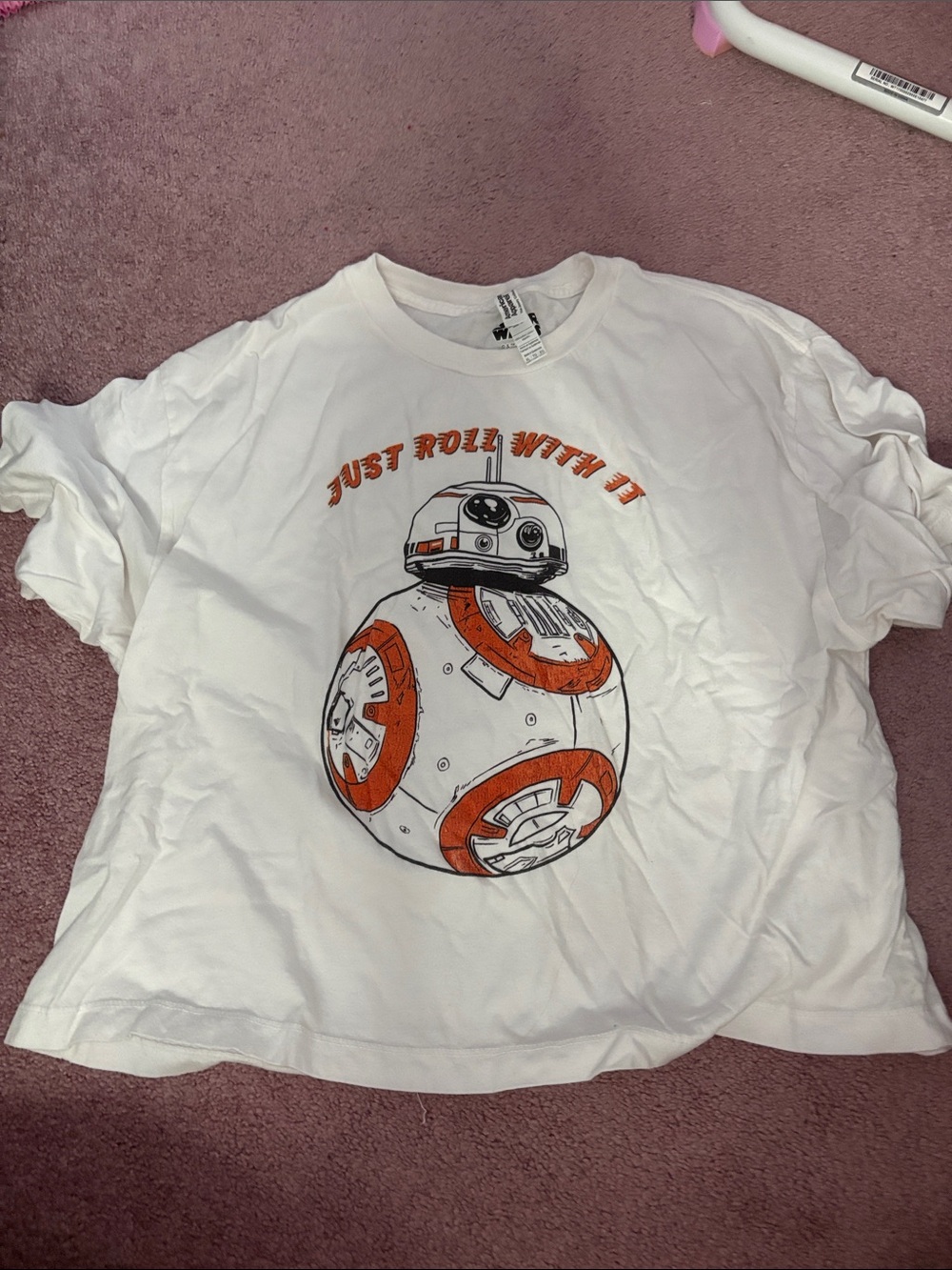 American Apparel White Short Sleeve BB-8 Graphic Tee with Orange Accents